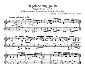 Koshanin - Oj golube, moj golube - music sheet